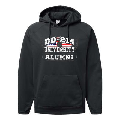 DD 214 University Alumni Military Vet Retired Veteran Flag Performance Fleece Hoodie