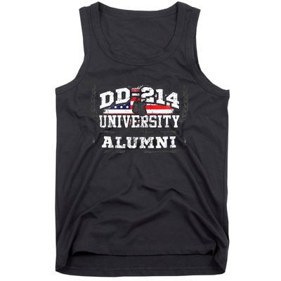 DD 214 University Alumni Military Vet Retired Veteran Flag Tank Top