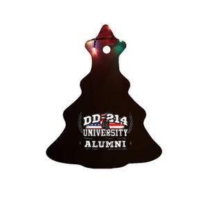 DD 214 University Alumni Military Vet Retired Veteran Flag Ceramic Tree Ornament