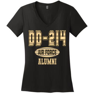 DD 214 US Air Force Alumni USAF Retired Veterans Women's V-Neck T-Shirt