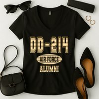 DD 214 US Air Force Alumni USAF Retired Veterans Women's V-Neck T-Shirt