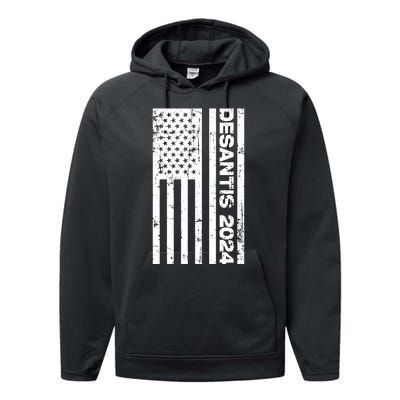 Desantis 2024 USA Flag Ron Desantis 2024 Election Desantis President 2024 Performance Fleece Hoodie