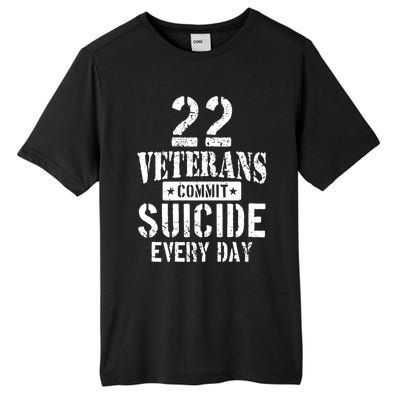 Distressed 22 Veterans Commit Suicide Every Day Awareness Gift Tall Fusion ChromaSoft Performance T-Shirt