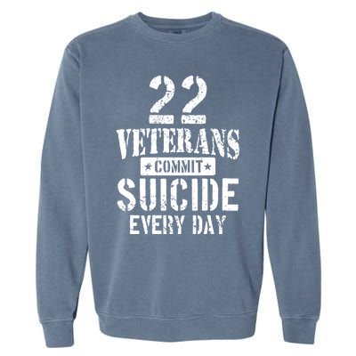 Distressed 22 Veterans Commit Suicide Every Day Awareness Gift Garment-Dyed Sweatshirt