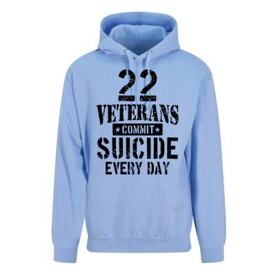 Distressed 22 Veterans Commit Suicide Every Day Awareness Gift Unisex Surf Hoodie