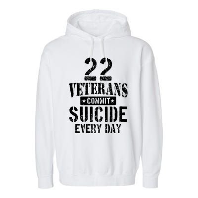 Distressed 22 Veterans Commit Suicide Every Day Awareness Gift Garment-Dyed Fleece Hoodie