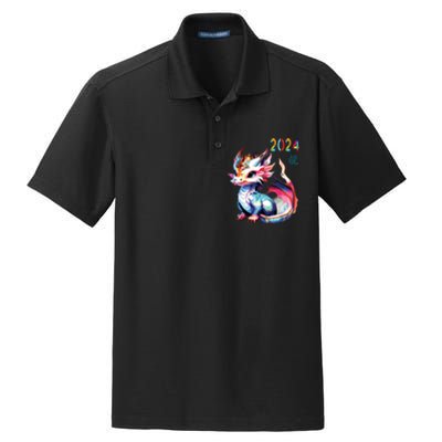 Dragon 2024 Year Of The Dragon Happy Lunar New Year 2024 Dry Zone Grid Polo