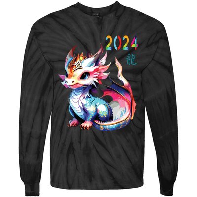 Dragon 2024 Year Of The Dragon Happy Lunar New Year 2024 Tie-Dye Long Sleeve Shirt