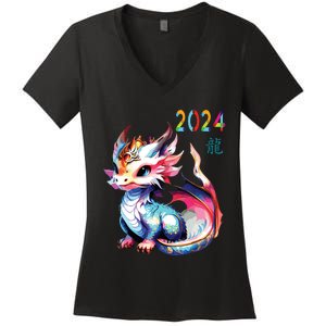 Dragon 2024 Year Of The Dragon Happy Lunar New Year 2024 Women's V-Neck T-Shirt