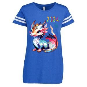 Dragon 2024 Year Of The Dragon Happy Lunar New Year 2024 Enza Ladies Jersey Football T-Shirt