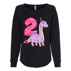 Dinosaur 2 Year Old 2nd Birthday Party Girl Womens California Wash Sweatshirt