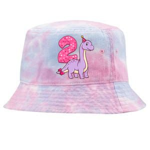 Dinosaur 2 Year Old 2nd Birthday Party Girl Tie-Dyed Bucket Hat