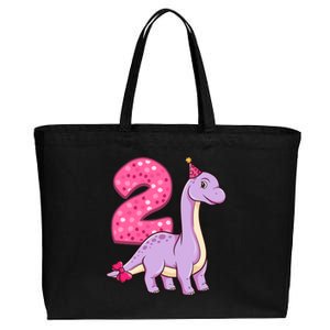 Dinosaur 2 Year Old 2nd Birthday Party Girl Cotton Canvas Jumbo Tote