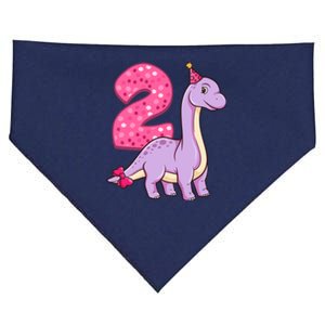 Dinosaur 2 Year Old 2nd Birthday Party Girl USA-Made Doggie Bandana