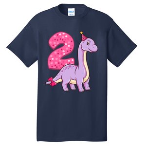 Dinosaur 2 Year Old 2nd Birthday Party Girl Tall T-Shirt