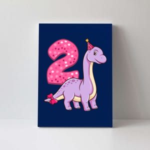 Dinosaur 2 Year Old 2nd Birthday Party Girl Canvas