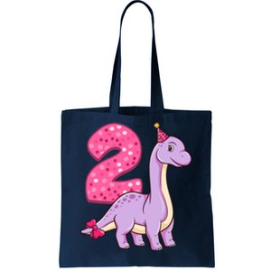 Dinosaur 2 Year Old 2nd Birthday Party Girl Tote Bag