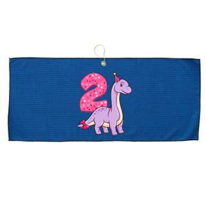 Dinosaur 2 Year Old 2nd Birthday Party Girl Large Microfiber Waffle Golf Towel