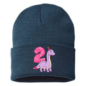 Dinosaur 2 Year Old 2nd Birthday Party Girl Sustainable Knit Beanie