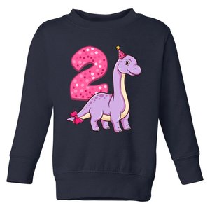 Dinosaur 2 Year Old 2nd Birthday Party Girl Toddler Sweatshirt