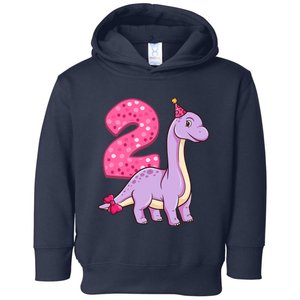 Dinosaur 2 Year Old 2nd Birthday Party Girl Toddler Hoodie