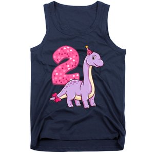 Dinosaur 2 Year Old 2nd Birthday Party Girl Tank Top