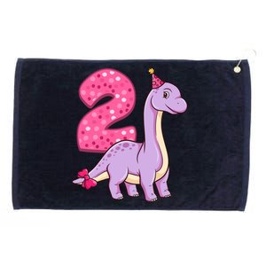 Dinosaur 2 Year Old 2nd Birthday Party Girl Grommeted Golf Towel