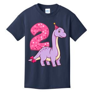 Dinosaur 2 Year Old 2nd Birthday Party Girl Kids T-Shirt