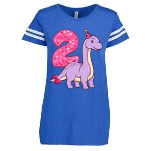 Dinosaur 2 Year Old 2nd Birthday Party Girl Enza Ladies Jersey Football T-Shirt