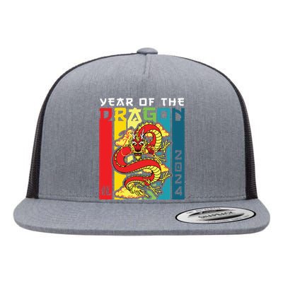 Dragon 2024 Year Of The Dragon Happy Lunar New Year 2024 Flat Bill Trucker Hat