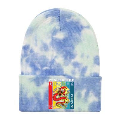 Dragon 2024 Year Of The Dragon Happy Lunar New Year 2024 Tie Dye 12in Knit Beanie