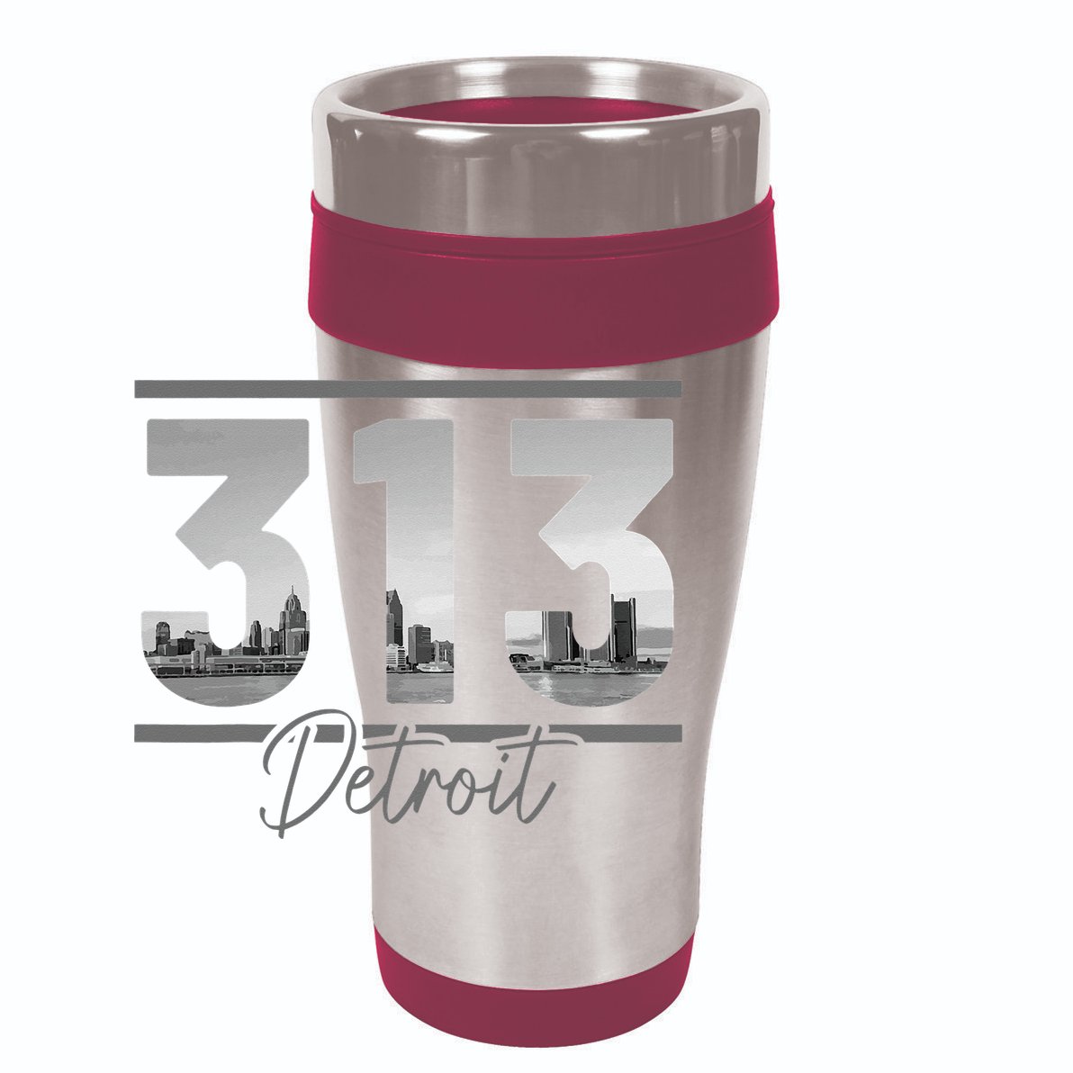 Detroit 313 Area Code Skyline Michigan Vintage 15oz Campfire Ceramic Mug