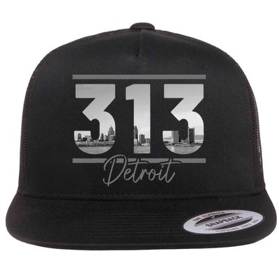 Detroit 313 Area Code Skyline Michigan Vintage Flatbill Hat