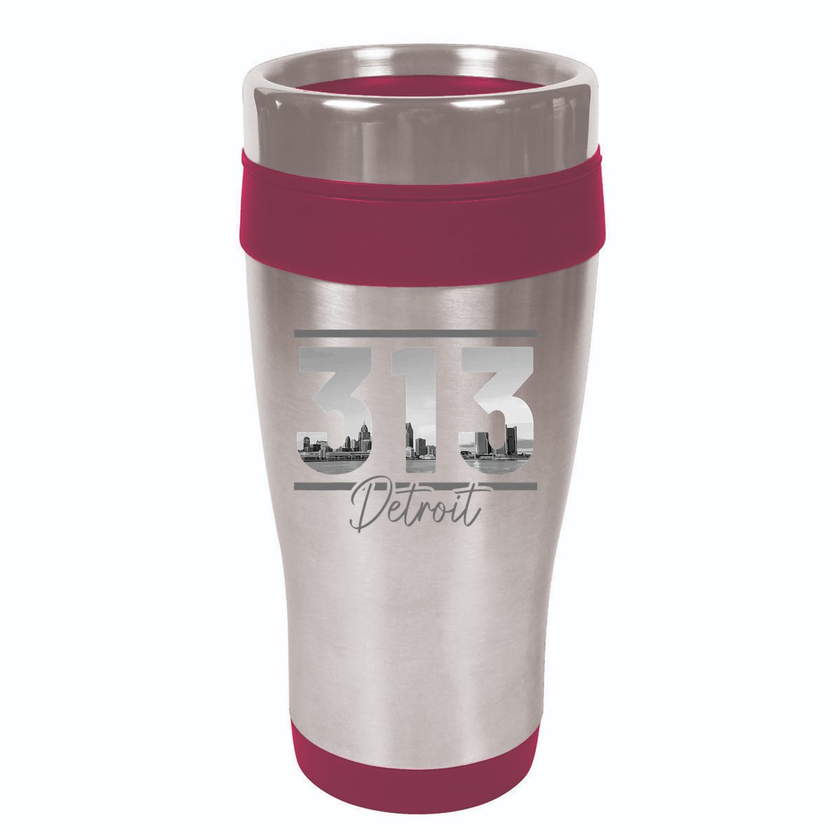 Detroit 313 Area Code Skyline Michigan Vintage 16oz Travel Tumbler