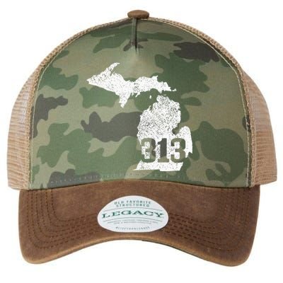 Detroit 313 Area Code Michigan Map State Pride Vintage Legacy Tie Dye Trucker Hat