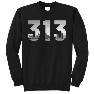 Detroit 313 Area Code Skyline Michigan Vintage Sweatshirt