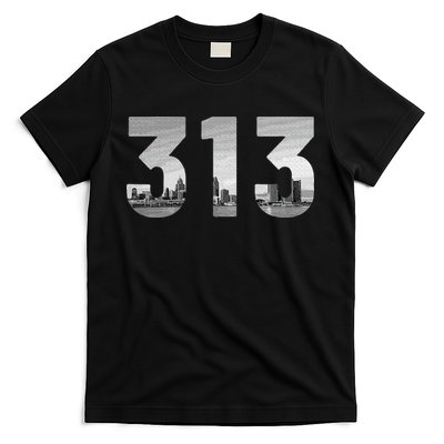 Detroit 313 Area Code Skyline Michigan Vintage T-Shirt