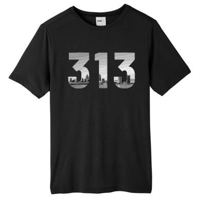 Detroit 313 Area Code Skyline Michigan Vintage Tall Fusion ChromaSoft Performance T-Shirt