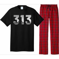 Detroit 313 Area Code Skyline Michigan Vintage Pajama Set