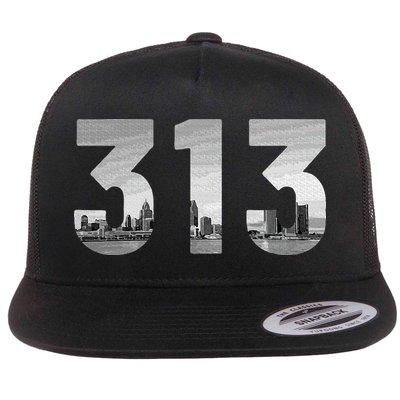Detroit 313 Area Code Skyline Michigan Vintage Flatbill Hat