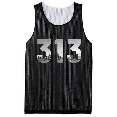Detroit 313 Area Code Skyline Michigan Vintage Mesh Reversible Basketball Jersey Tank