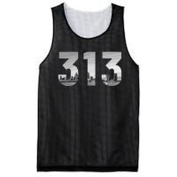 Detroit 313 Area Code Skyline Michigan Vintage Mesh Reversible Basketball Jersey Tank