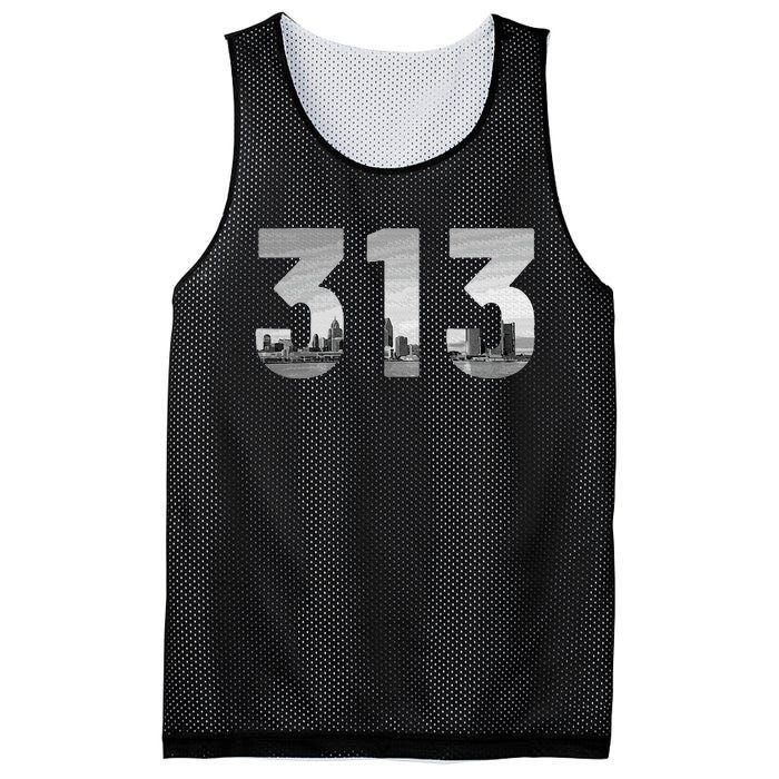 Detroit 313 Area Code Skyline Michigan Vintage Mesh Reversible Basketball Jersey Tank