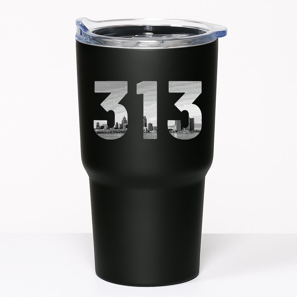 Detroit 313 Area Code Skyline Michigan Vintage Tumbler