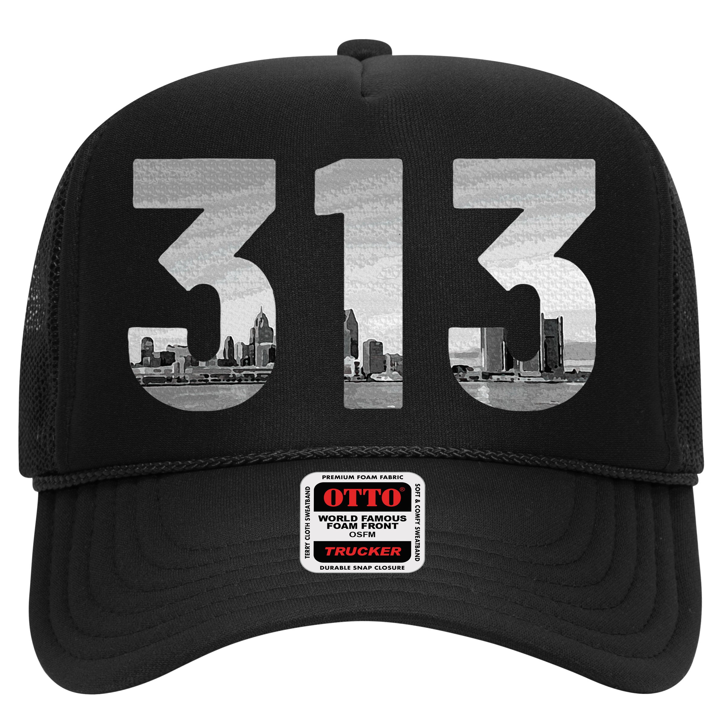 Detroit 313 Area Code Skyline Michigan Vintage Hat