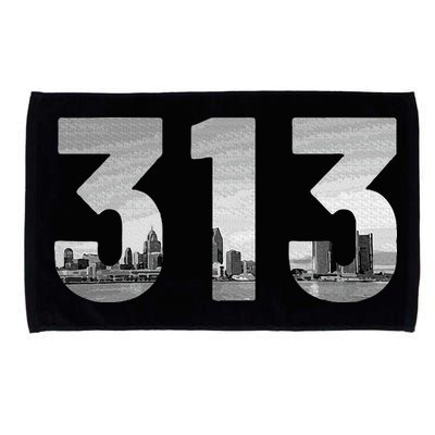 Detroit 313 Area Code Skyline Michigan Vintage Microfiber Hand Towel
