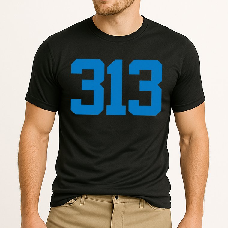 Detroit 313 Area Code GRIT Sports Fan Detroiter Fan Cooling Performance Crew T-Shirt