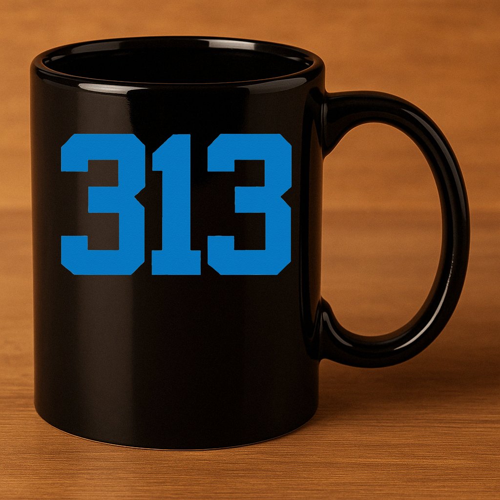 Detroit 313 Area Code GRIT Sports Fan Detroiter Fan 11oz C Handle Ceramic Mug