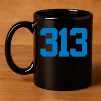 Detroit 313 Area Code GRIT Sports Fan Detroiter Fan 11oz C Handle Ceramic Mug