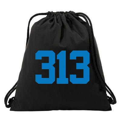 Detroit 313 Area Code GRIT Sports Fan Detroiter Fan Drawstring Bag